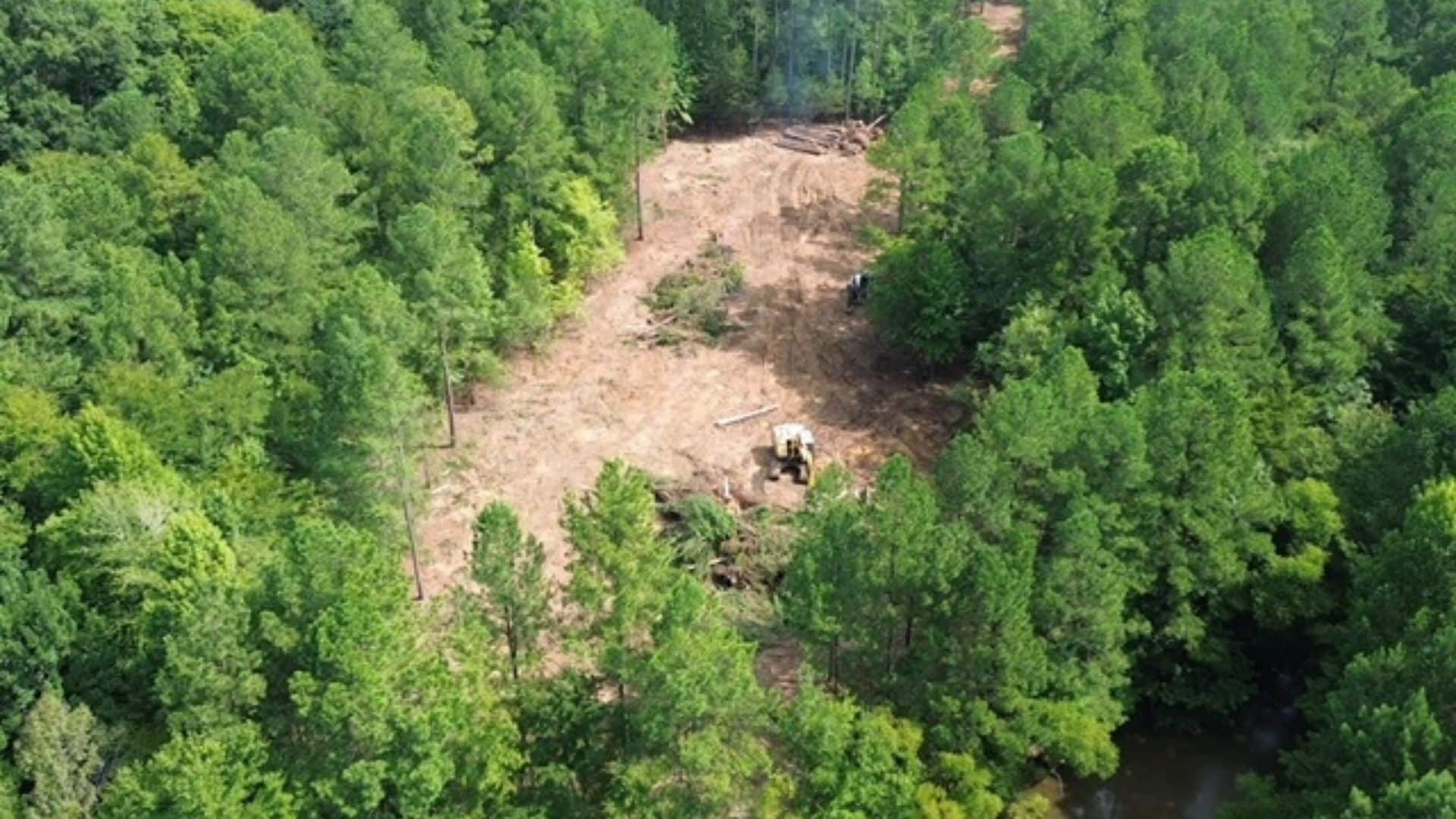Arial shot of land clearing project.